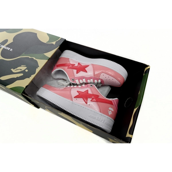 A Bathing Ape Bape Sta Low Pink Paint Leather 1H2-019-1046 