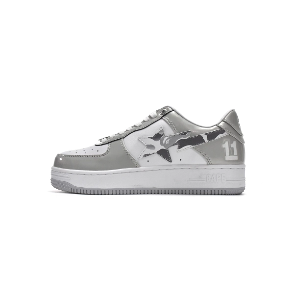 A Bathing Ape Bape Sta Low White Grey Mirror Surface 1H73-192-922 