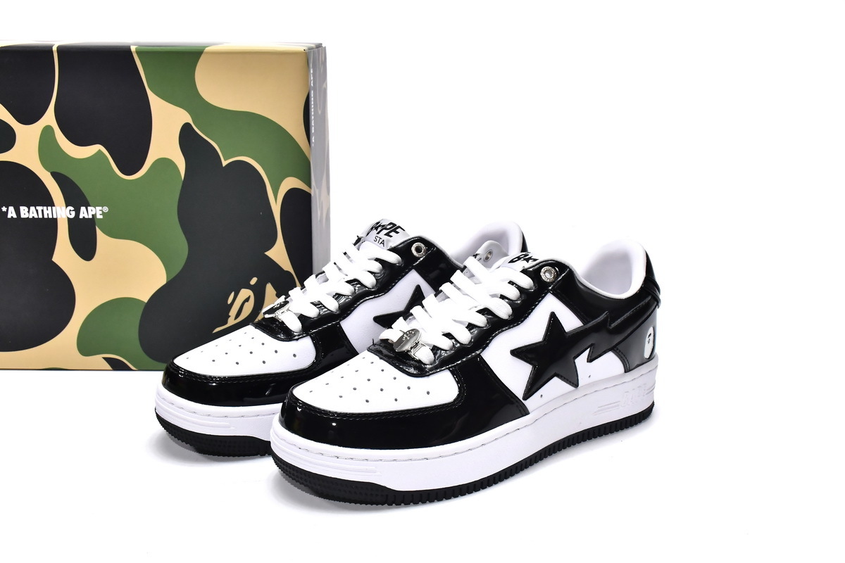 BoostMasterLin A Bathing Ape Bape Sta Patent Leather Black White 1I70-191-002