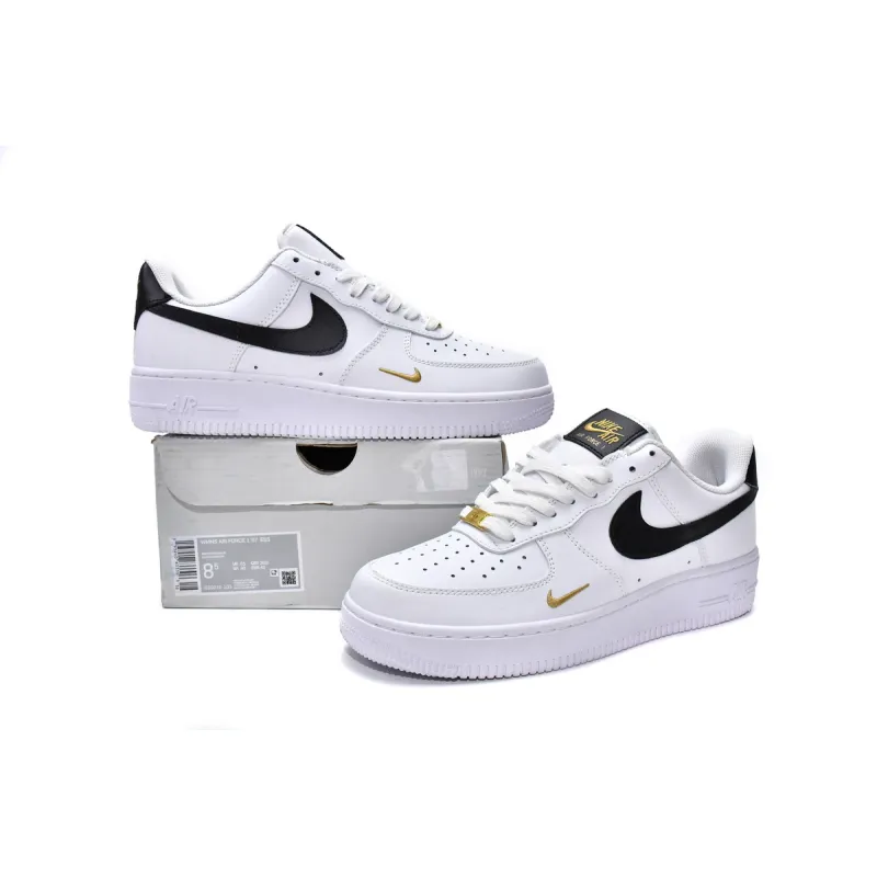 BoostMasterLin Air Force 1 Low &#39;07 Essential White Black Gold Mini Swoosh CZ0270-102
