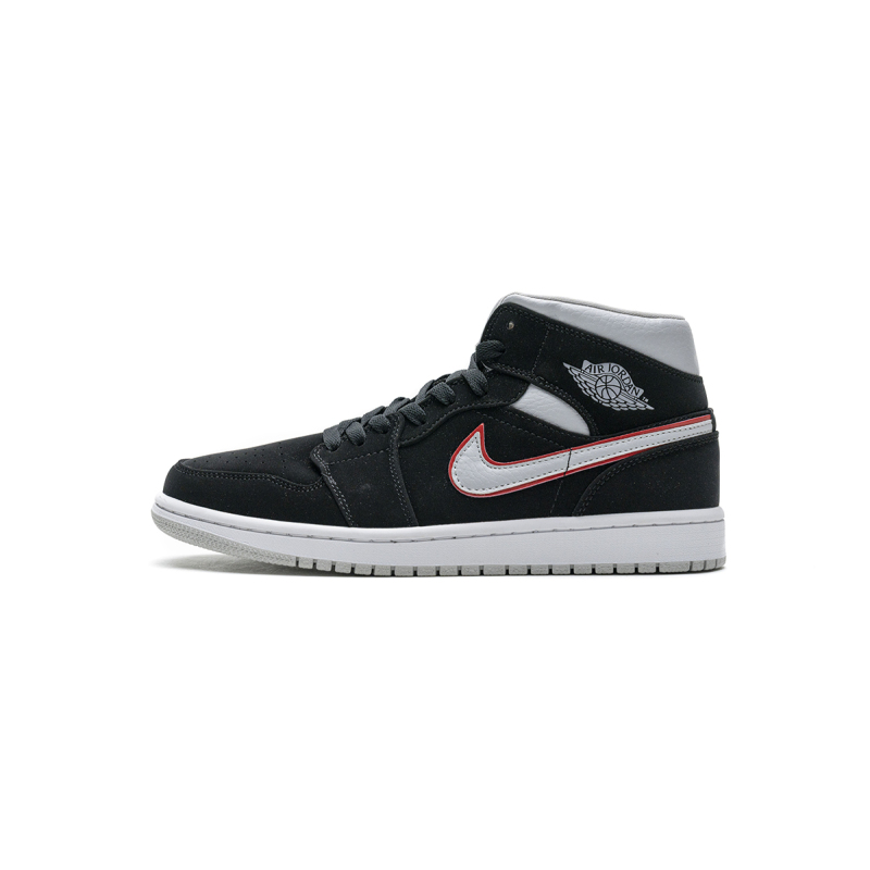 BoostMasterLin Jordan 1 Mid Black Particle Grey Gym Red 554724-060