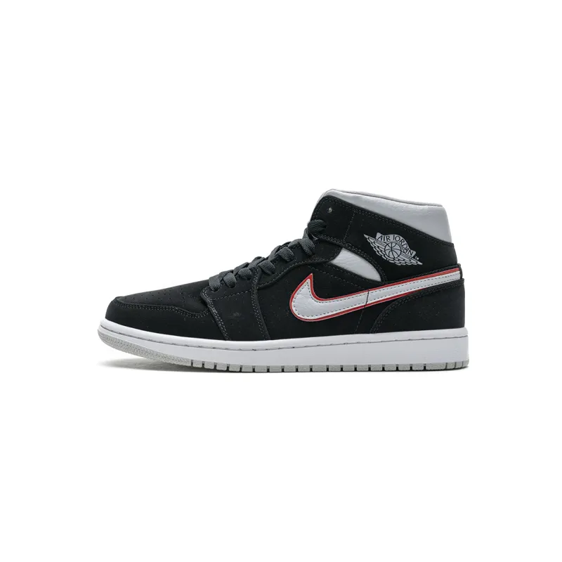 BoostMasterLin Jordan 1 Mid Black Particle Grey Gym Red 554724-060