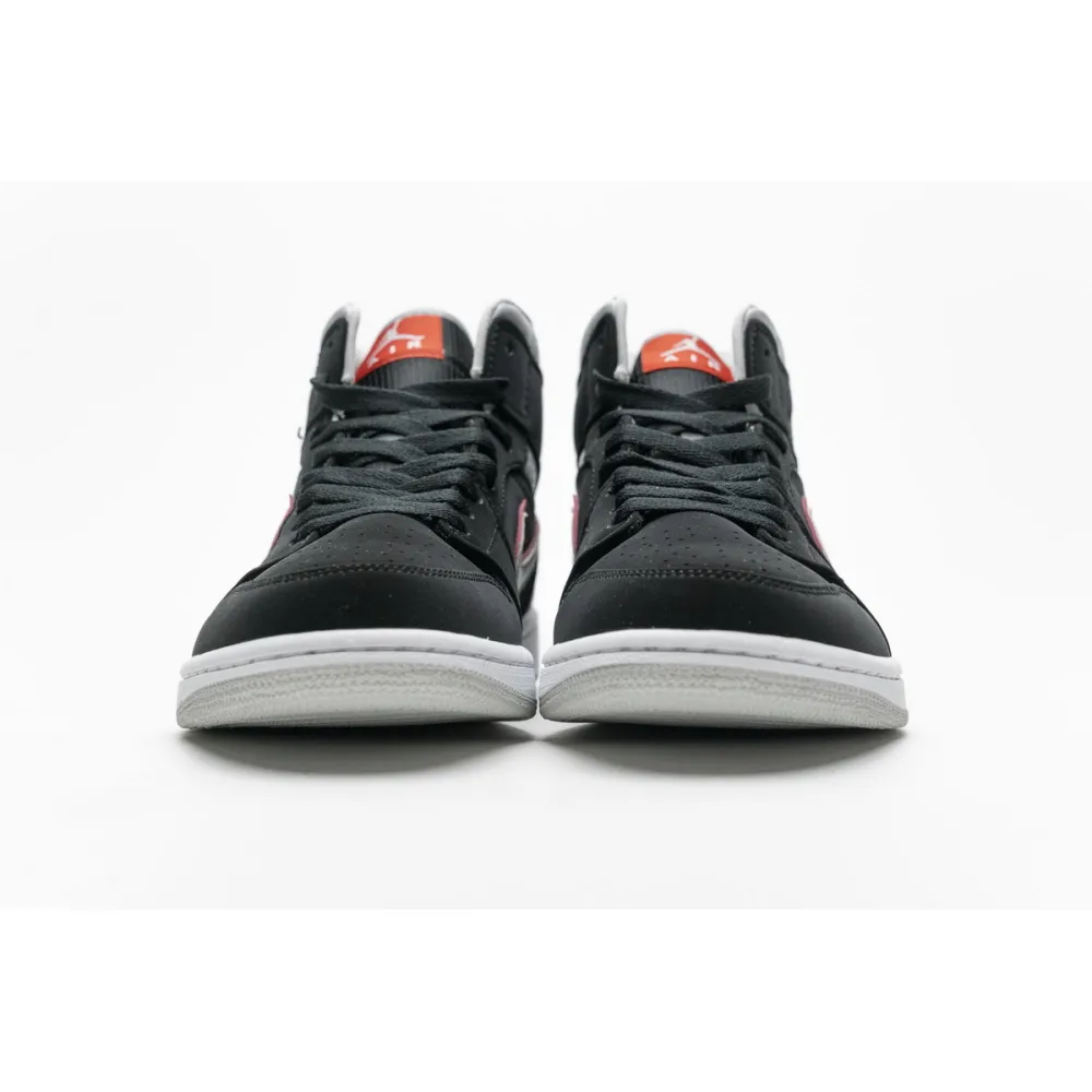 BoostMasterLin Jordan 1 Mid Black Particle Grey Gym Red 554724-060