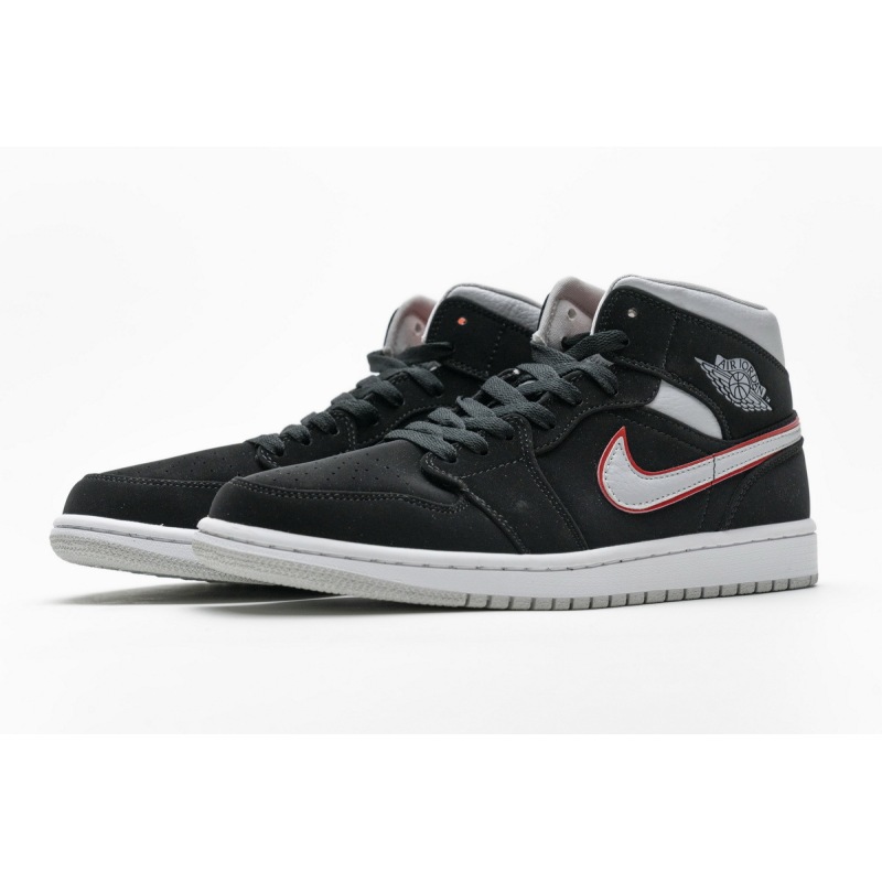 BoostMasterLin Jordan 1 Mid Black Particle Grey Gym Red 554724-060