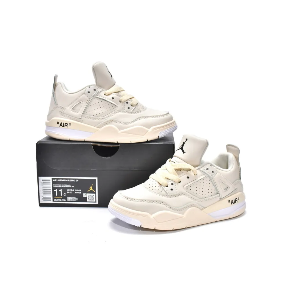 Kid Shoes og Air Jordan 4 Retro PS Sail CV9388-100