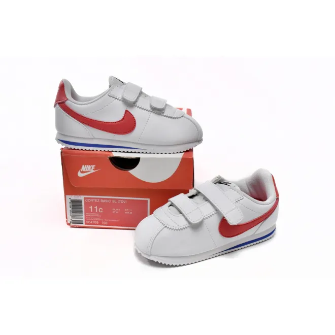 Kid Shoes og Cortez Basic SL White Varsity Red 904769-103