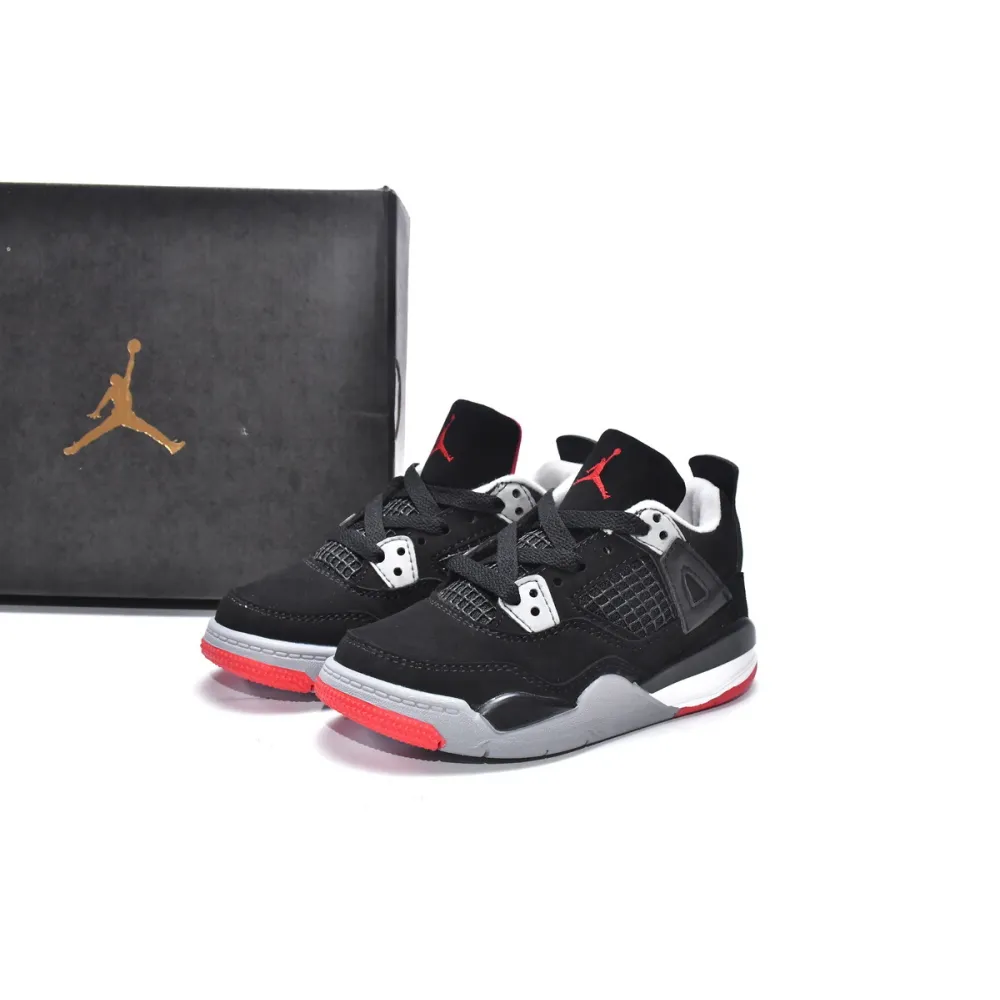 Kid Shoes og Jordan 4 Retro Bred (2019) (PS) BQ7660-060