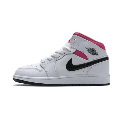 og Jordan 1 Mid White Black Hyper Pink (GS) 555112-106 01