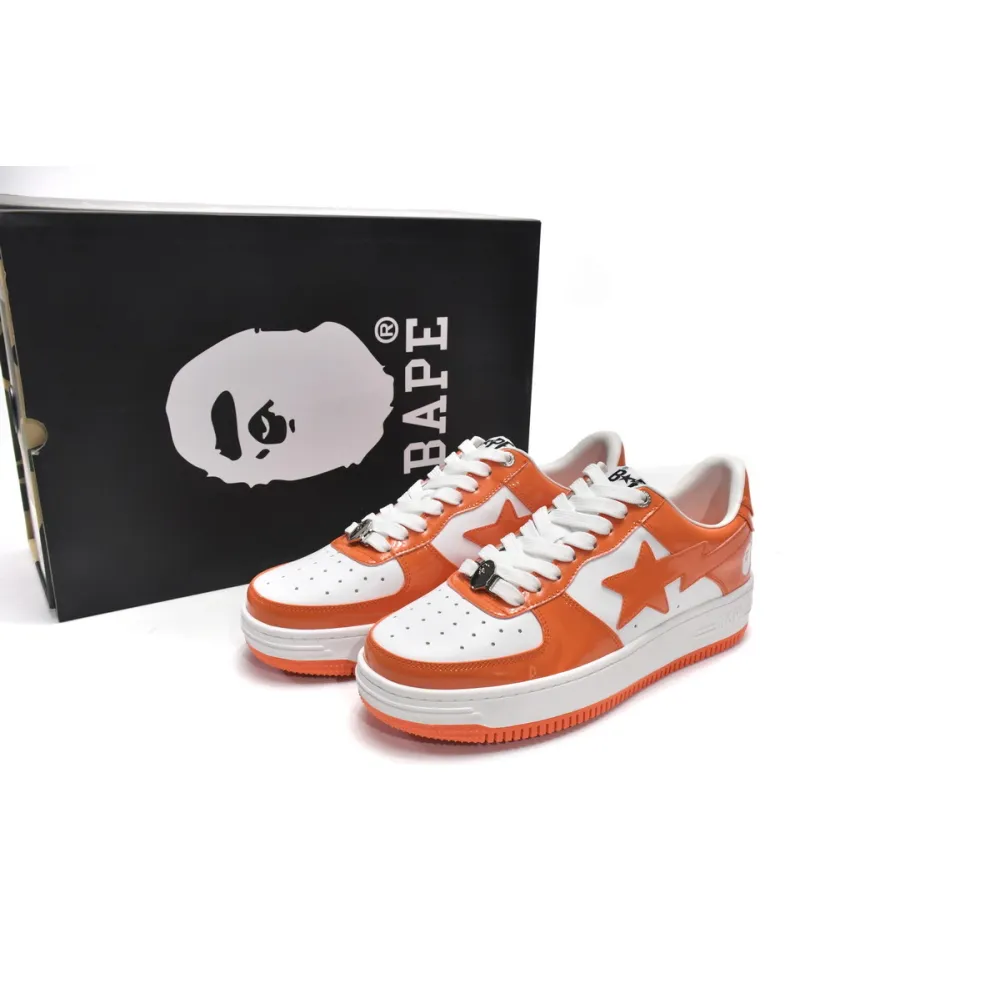 PKGoden A Bathing Ape Bape Sta Patent Leather Orange White 1I70-191-002