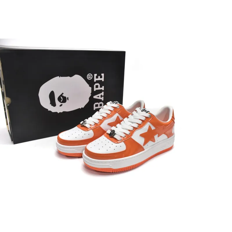 PKGoden A Bathing Ape Bape Sta Patent Leather Orange White 1I70-191-002