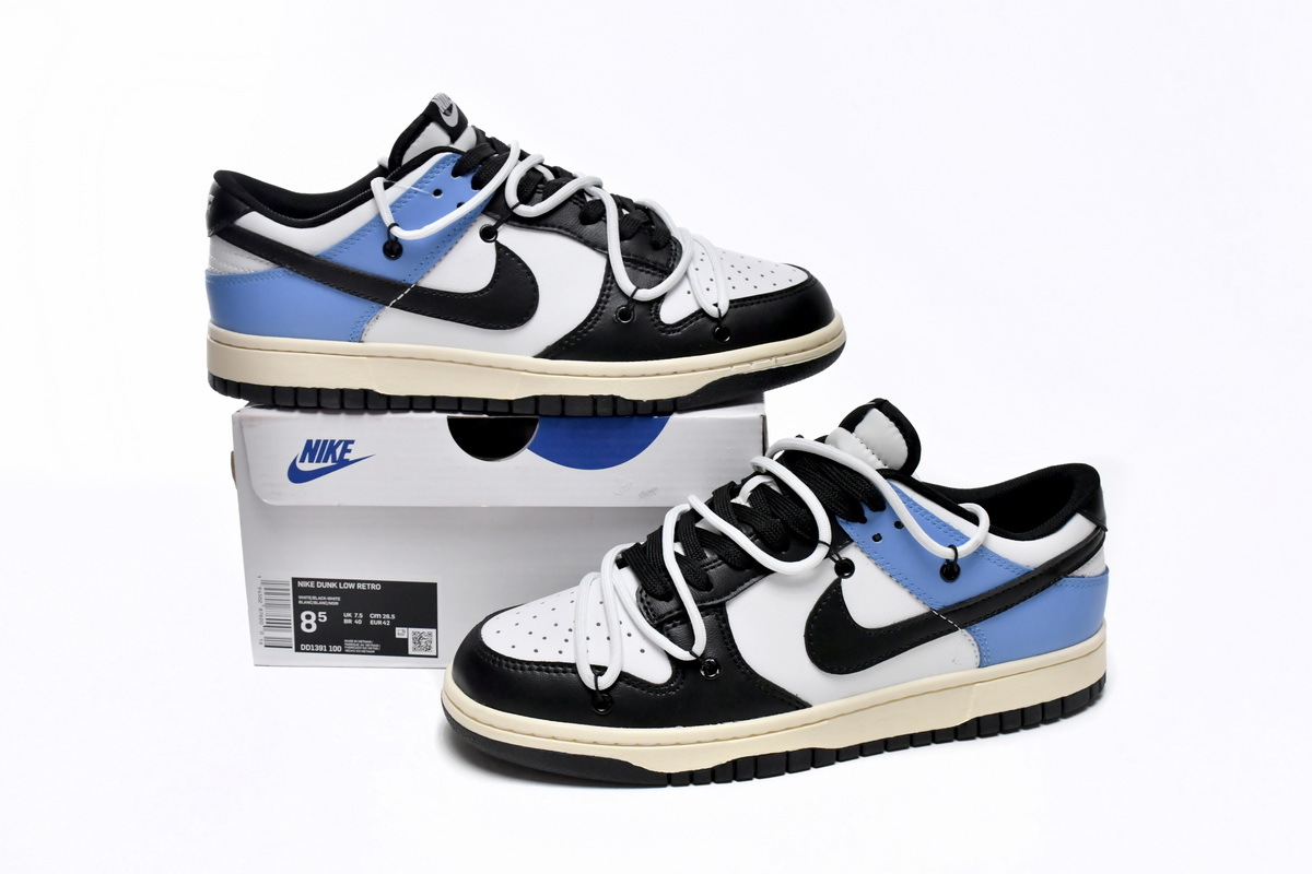 PKGoden Dunk Low Strap Black and White Blue DD1391-100