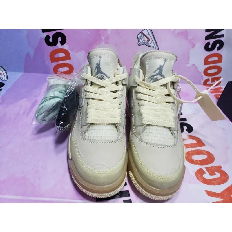 【Free Shipping】PKGoden Jordan 4 Retro Off-White Sail (W) CV9388-100