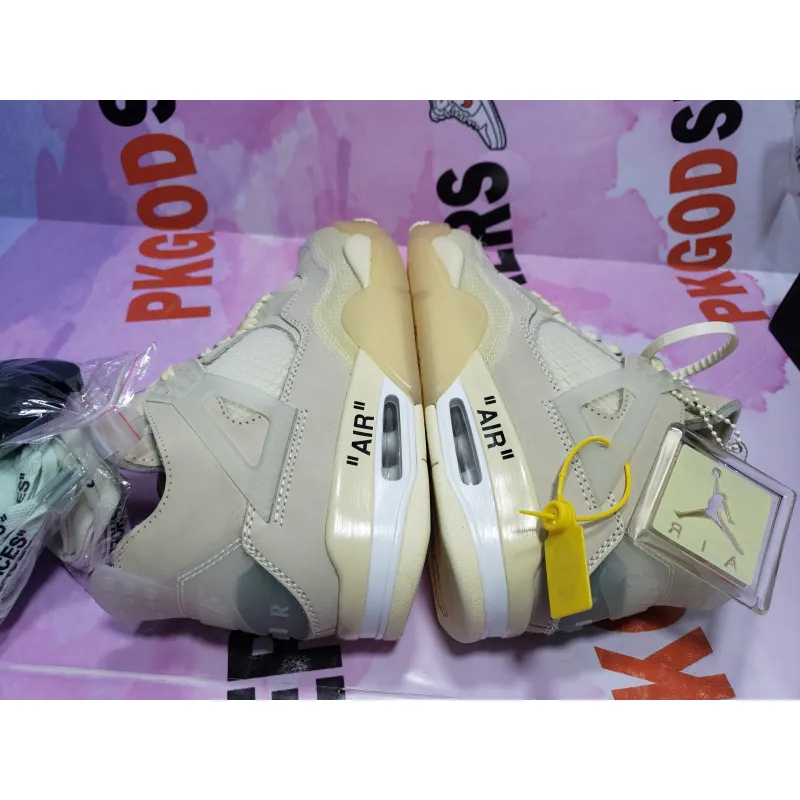 【Free Shipping】PKGoden Jordan 4 Retro Off-White Sail (W) CV9388-100