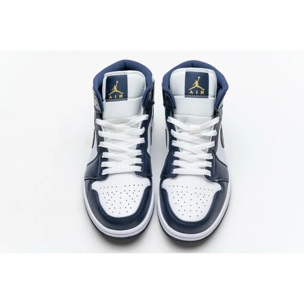 og Jordan 1 Mid White Metallic Gold Obsidian 554724-174