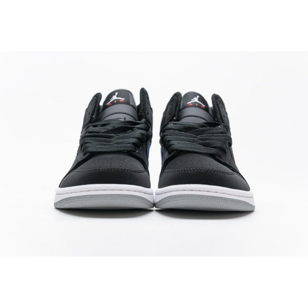 BoostMasterLin Jordan 1 Mid Multi-Color Swoosh Black (GS) 554725-065