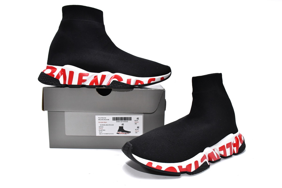 PKGoden Balenciaga socks Sneaker Speed Black red letters