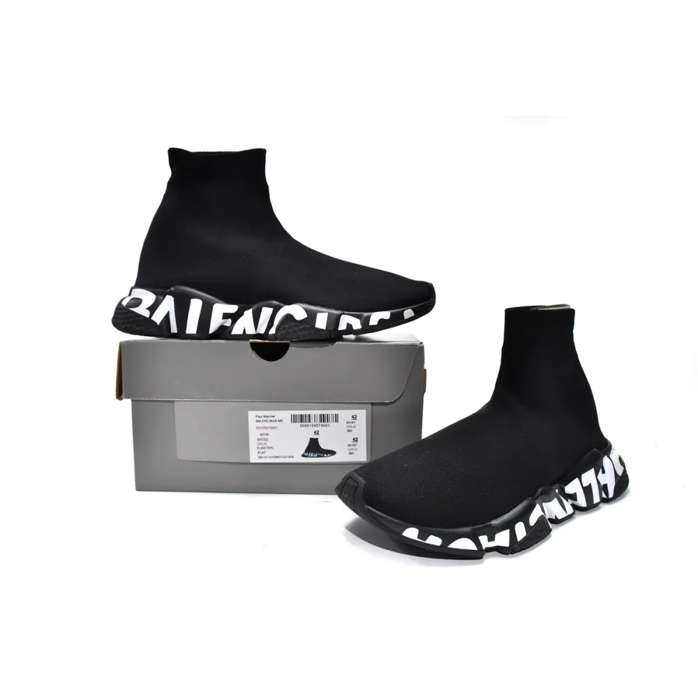 PKGoden Balenciaga socks Sneaker Speed Black white letters