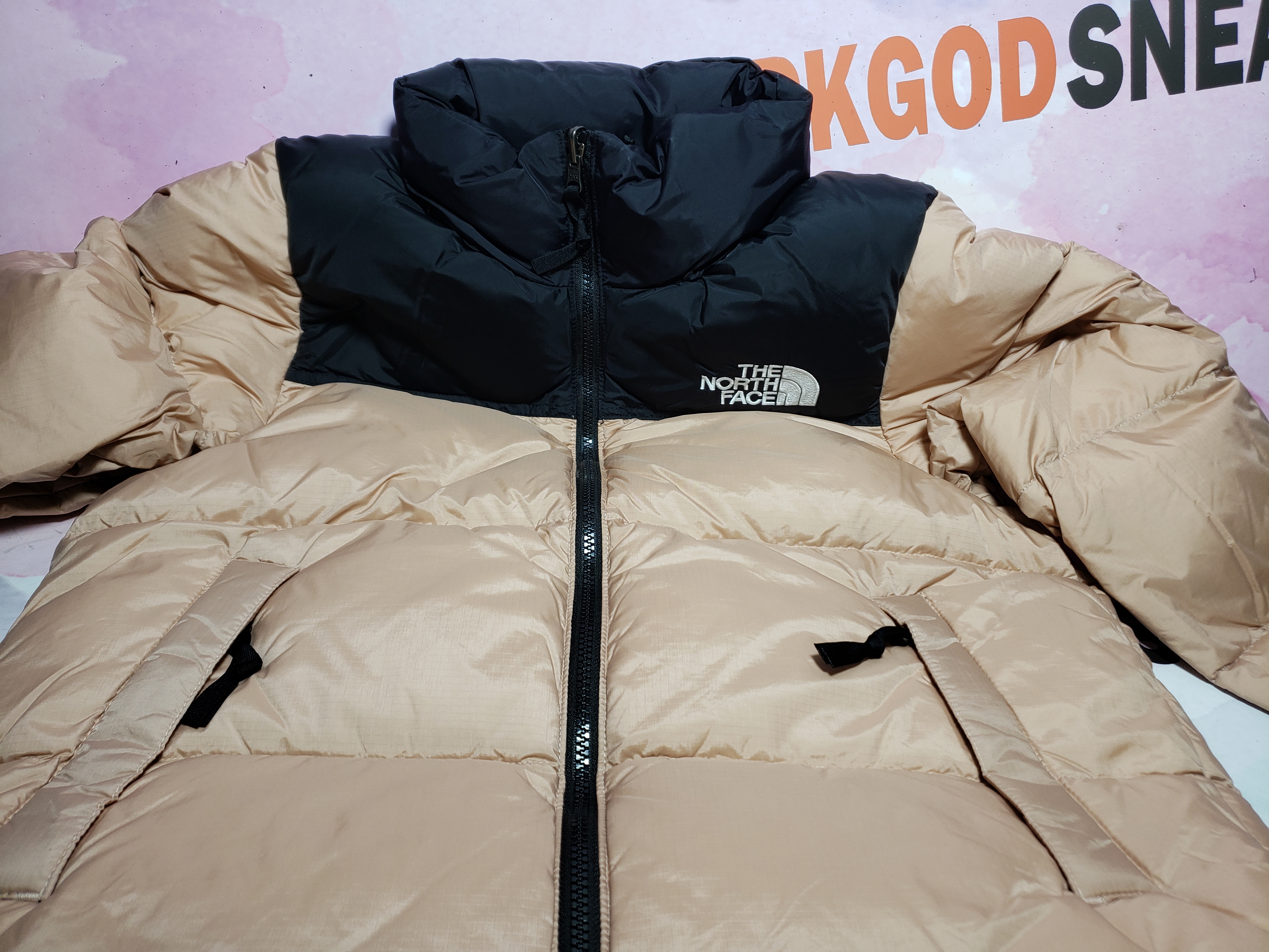 TheNorthFace Splicing White And Red Dirty Powder