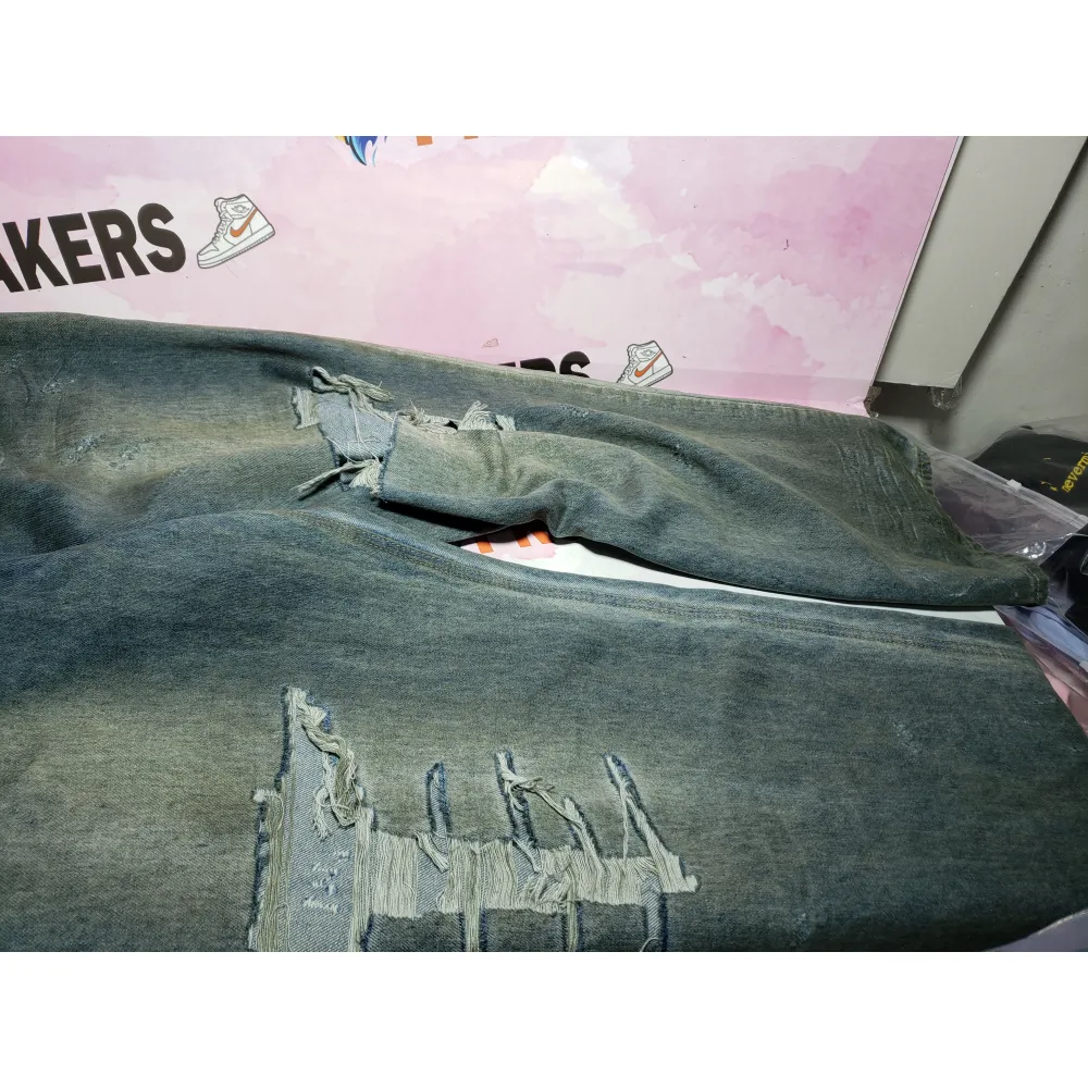 Balenciaga 23ss eroded mud-dyed distressed large damaged knife-cut Jeans