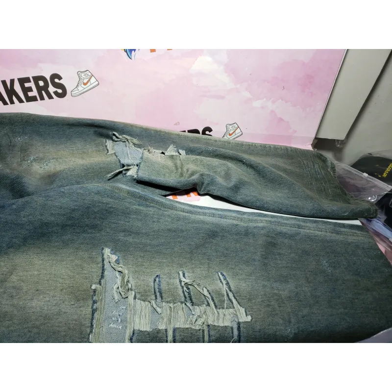 Balenciaga 23ss eroded mud-dyed distressed large damaged knife-cut Jeans