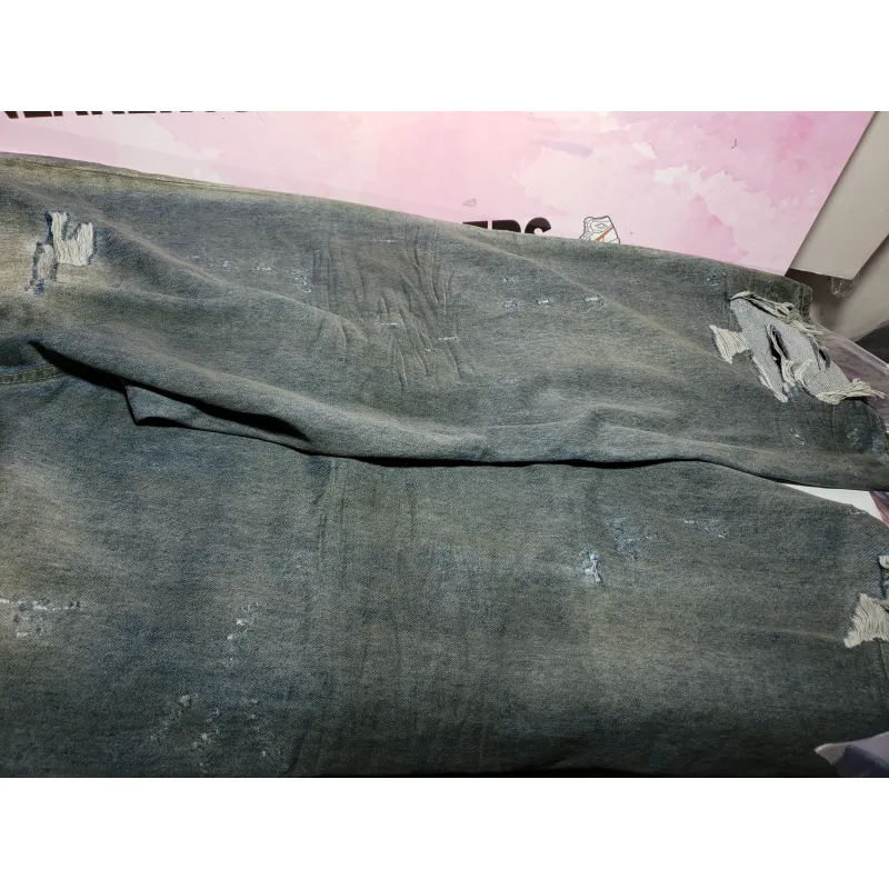 Balenciaga 23ss eroded mud-dyed distressed large damaged knife-cut Jeans