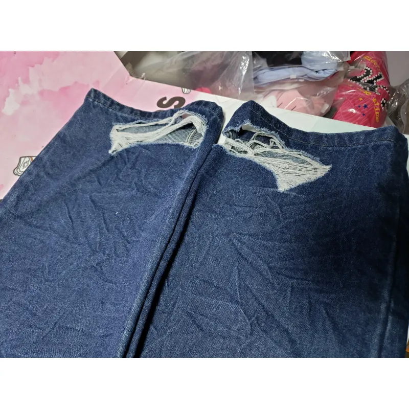 Balenciaga BLCG 24SS black and blue patchwork ripped denim Jeans