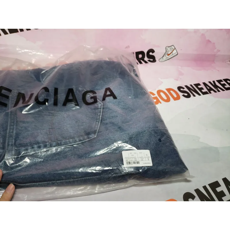 Balenciaga BLCG 24SS black and blue patchwork ripped denim Jeans