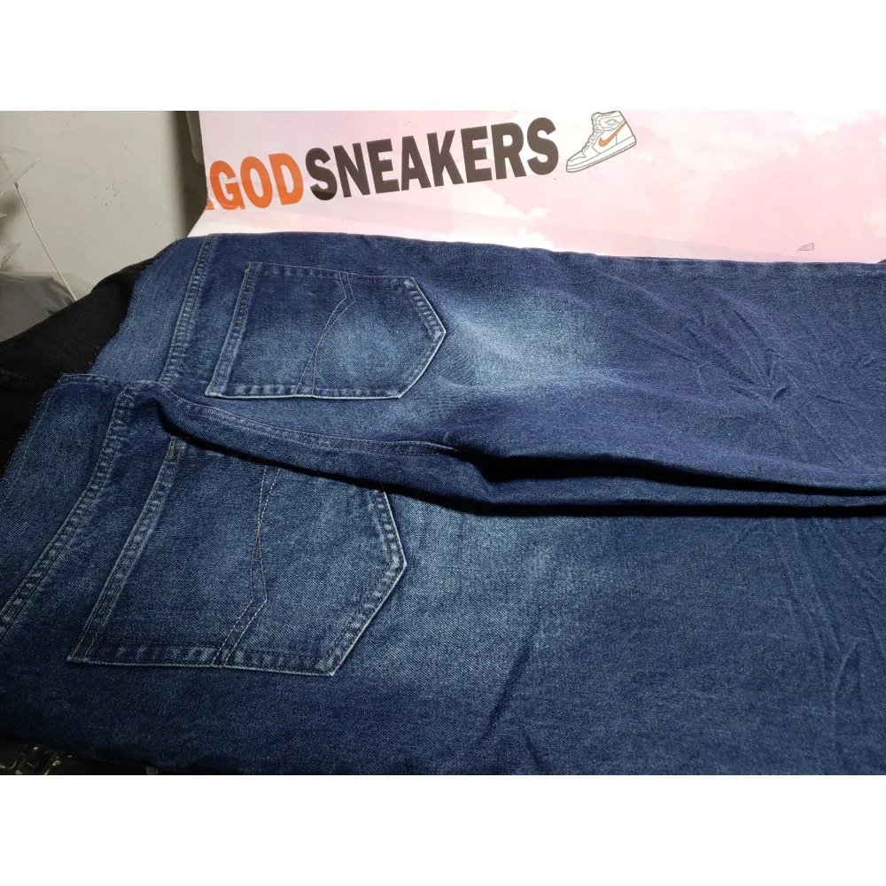 Balenciaga BLCG 24SS black and blue patchwork ripped denim Jeans