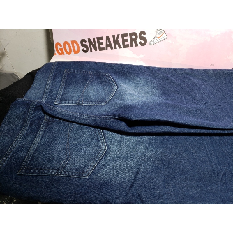 Balenciaga BLCG 24SS black and blue patchwork ripped denim Jeans