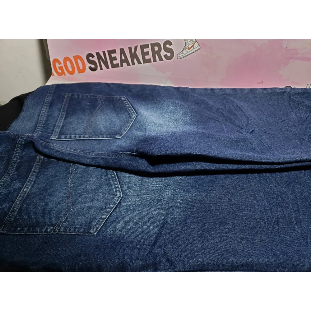 Balenciaga BLCG 24SS black and blue patchwork ripped denim Jeans