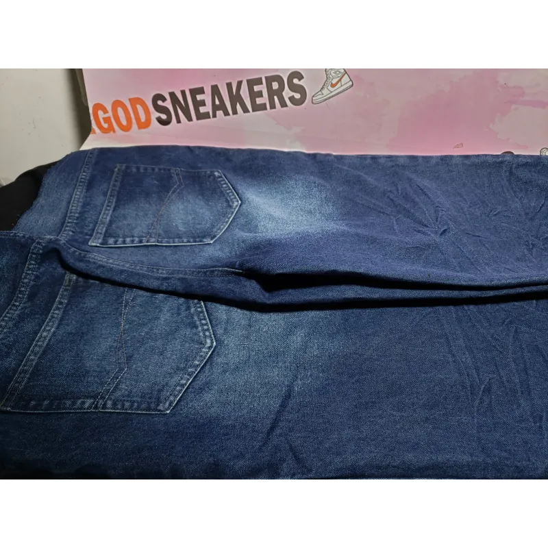 Balenciaga BLCG 24SS black and blue patchwork ripped denim Jeans