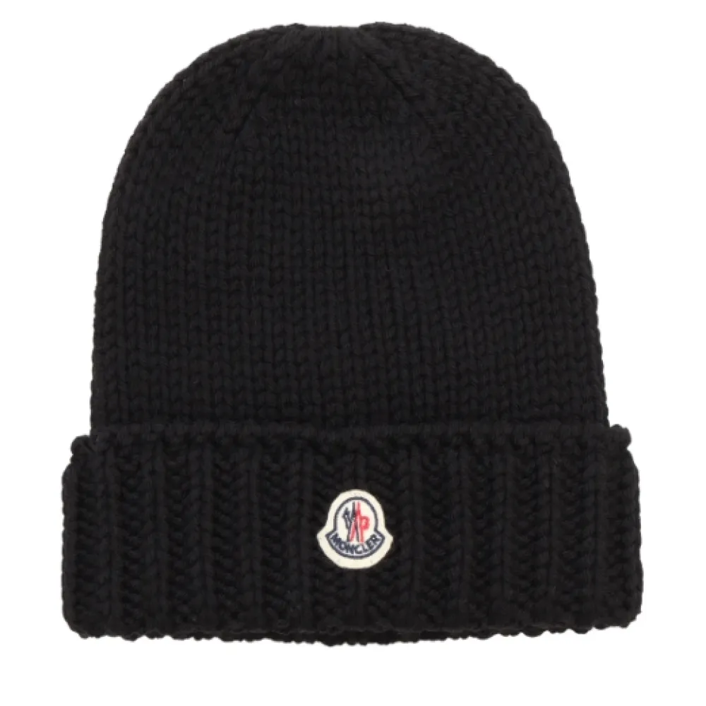 Moncler Enfant Logo Patch Ribbed Beanie