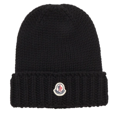 Moncler Enfant Logo Patch Ribbed Beanie 01