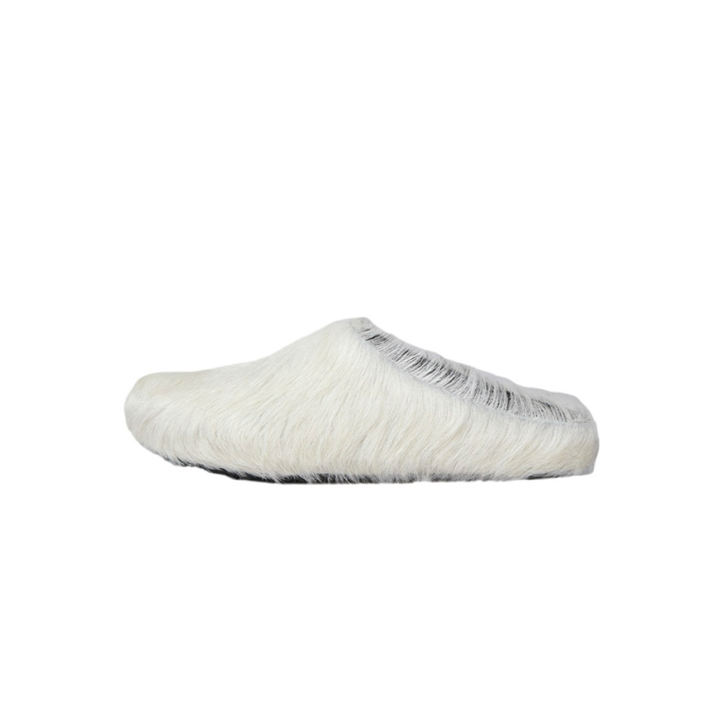 PKGoden Grey White long hair calfskin Fussbett sabot Marni Slides