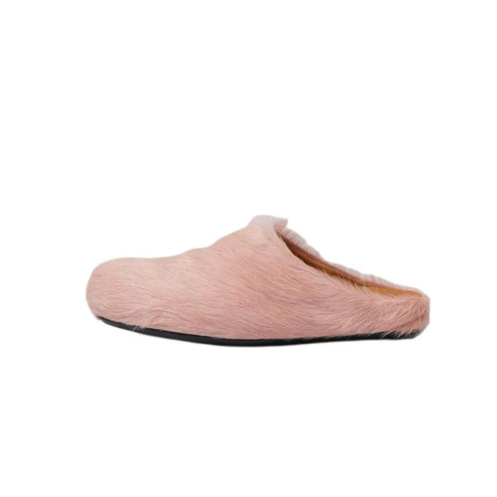PKGoden Pink long hair calfskin Fussbett sabot Marni Slides