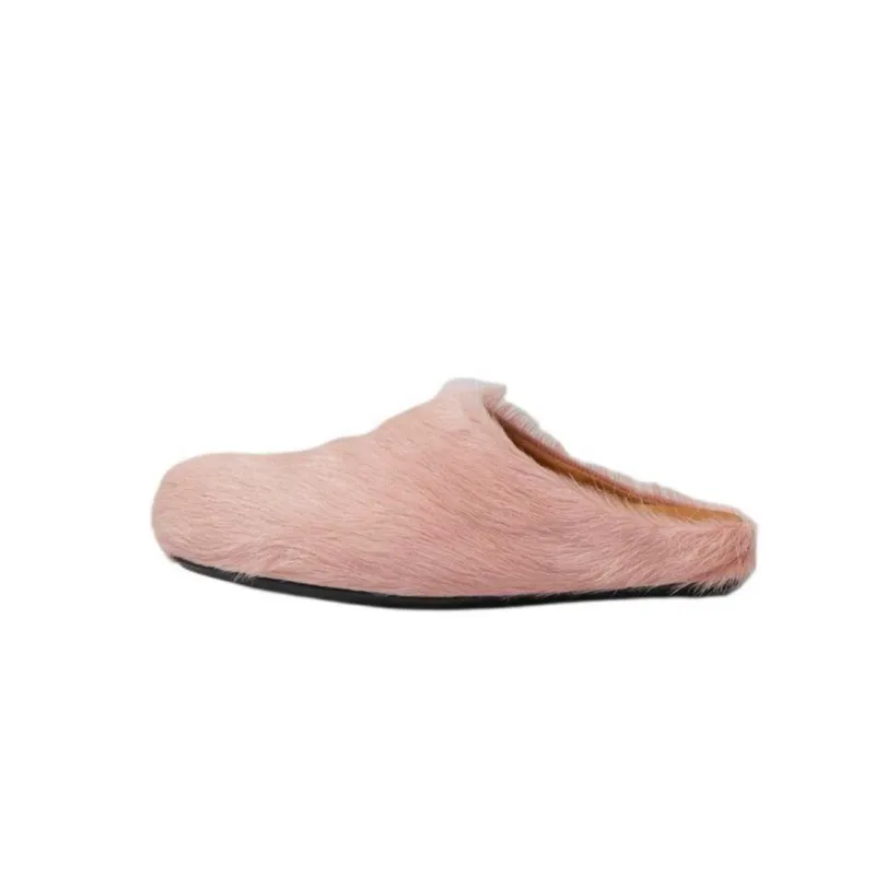 PKGoden Pink long hair calfskin Fussbett sabot Marni Slides
