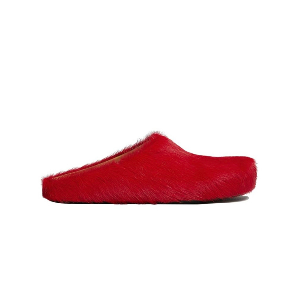 PKGoden Red long-hair calfskin Fussbett sabot Marni Slides