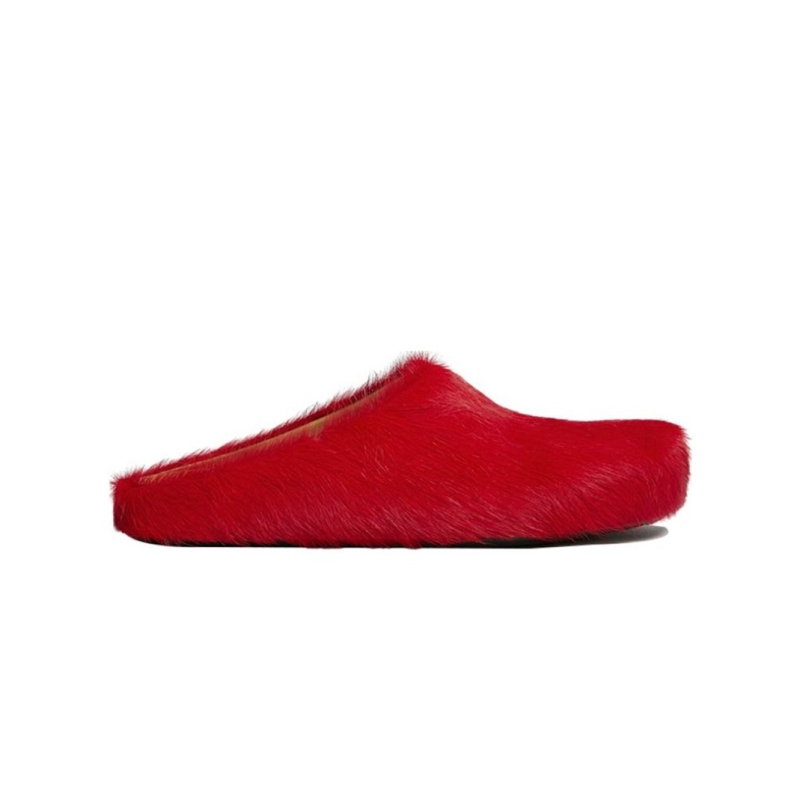 PKGoden Red long-hair calfskin Fussbett sabot Marni Slides