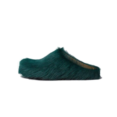 PKGoden Sea green long-hair calfskin Fussbett sabot Marni Slides 01