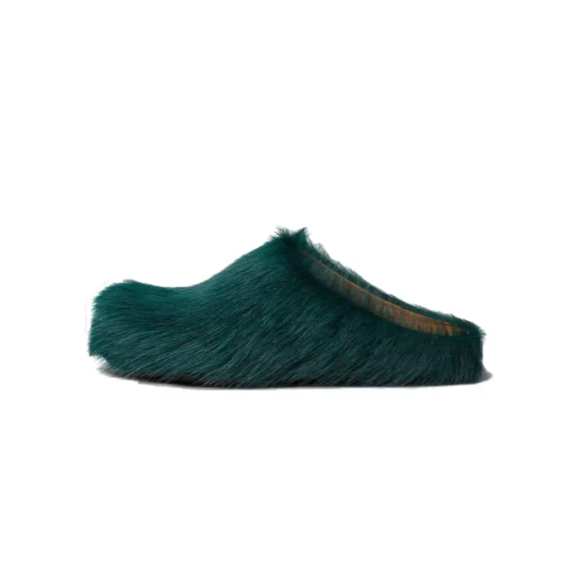 PKGoden Sea green long-hair calfskin Fussbett sabot Marni Slides