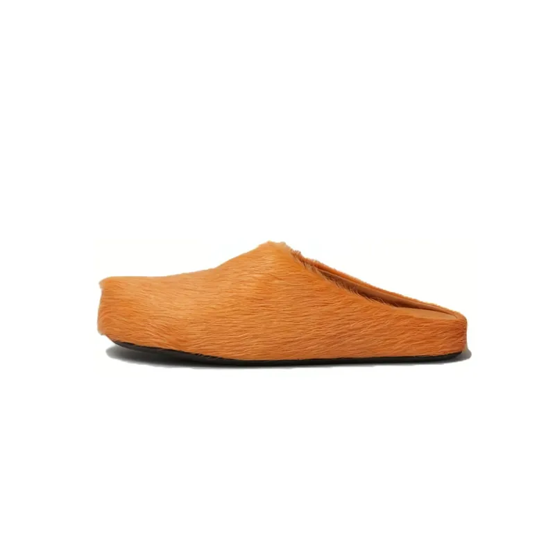 PKGoden Yellow long-hair calfskin Fussbett sabot Marni Slides
