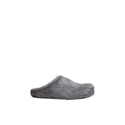 PKGoden Grey long-hair calfskin Fussbett sabot Marni Slides 02