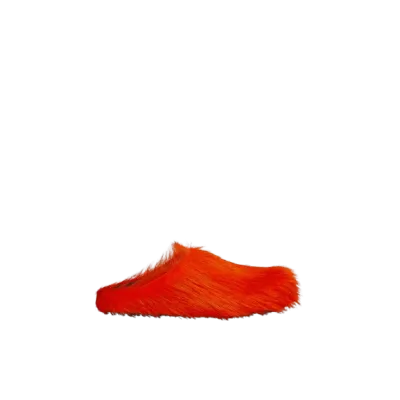 PKGoden Orange long hair calfskin Fussbett sabot Marni Slides 02