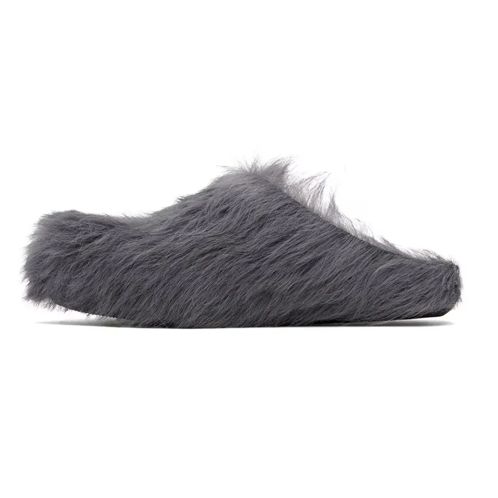 PKGoden Grey long-hair calfskin Fussbett sabot Marni Slides