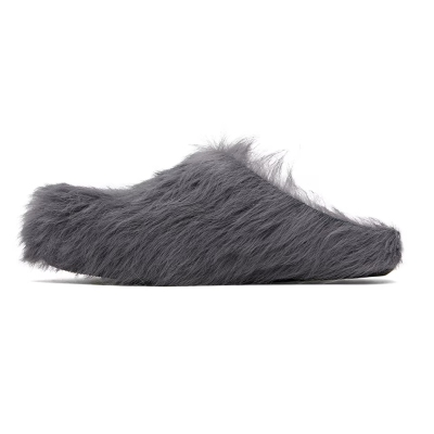 PKGoden Grey long-hair calfskin Fussbett sabot Marni Slides 01
