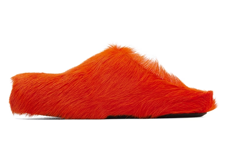 PKGoden Orange long hair calfskin Fussbett sabot Marni Slides