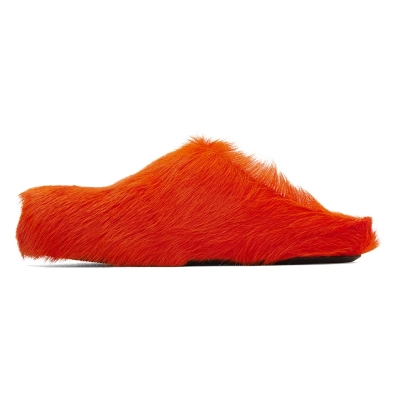 PKGoden Orange long hair calfskin Fussbett sabot Marni Slides 01