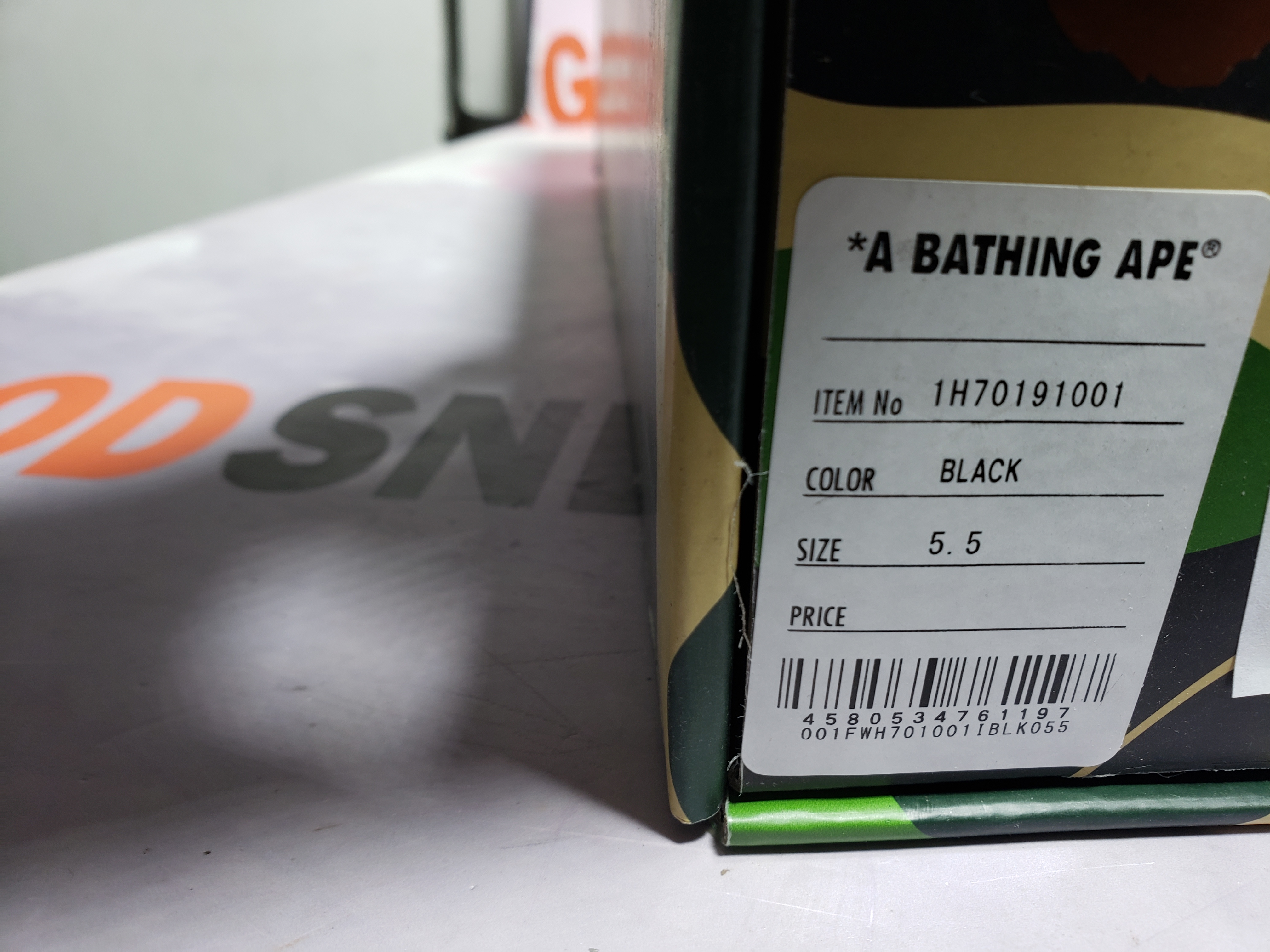 PKGoden A Bathing Ape Bape Sta Low Black 1H70-191-001