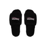 Balenciaga Black Furry Slides