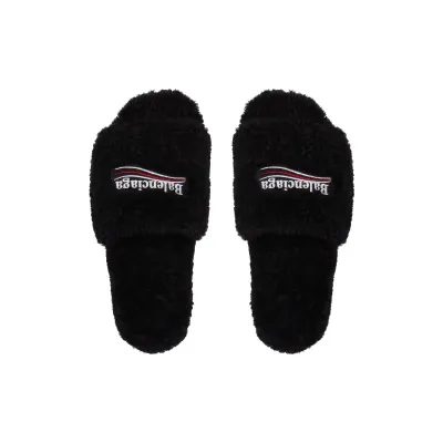 Balenciaga Black Furry Slides 01
